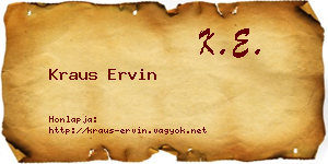 Kraus Ervin névjegykártya